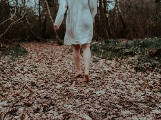 woman on a forest trail